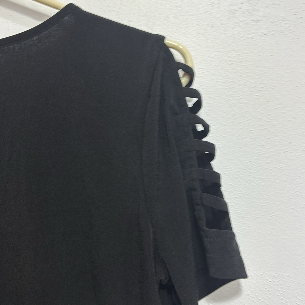 Michael Kors Black Short Sleeve cold shoulder shirt Top.size medium - Picture 6 of 9
